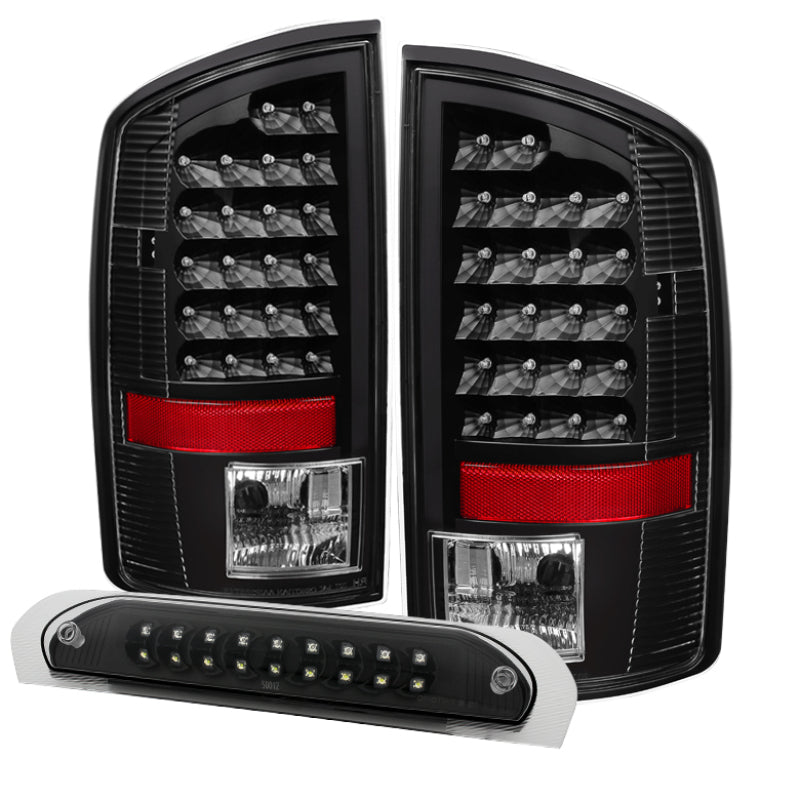 SPYDER Xtune Dodge Ram 07-08 1500 LED Tail Lights w/ LED 3rd Brake Lamps- Black ALT-JH-DR07-LED-SET-BK 9032790 9032790 Photo - Primary