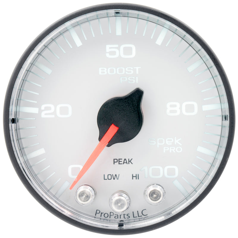 Autometer Gauge, Boost, 2 1/16", 100Psi, Stepper Motor W/Peak & Warn, Wht/Blk P305128 User 2