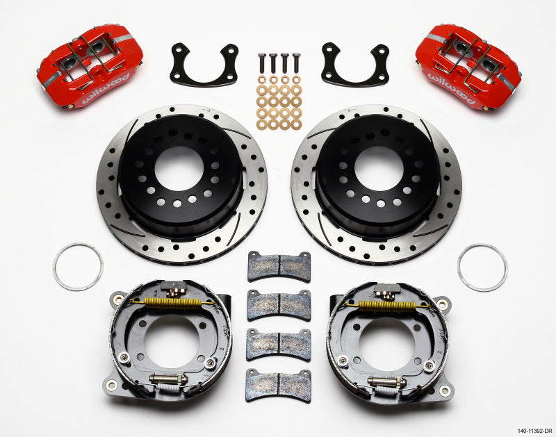 Wilwood Dynapro Low-Profile 11.00in P-Brake Kit Drill-Red New Big Ford 2.50in Off Staggerd Mount 140-11392-DR 140-11392-DR Photo - Primary