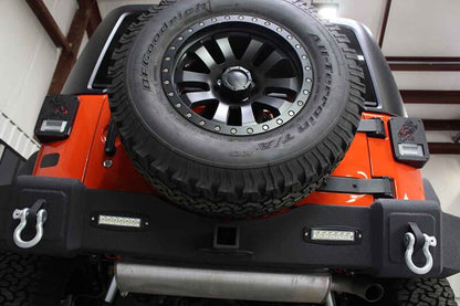 Fishbone Offroad 07-18 Jeep JK Wrangler Rubicon Steel Rear Bumper W/LEDs - Blk Textured Powdercoat FB22032 FB22032 Photo - lifestyle view