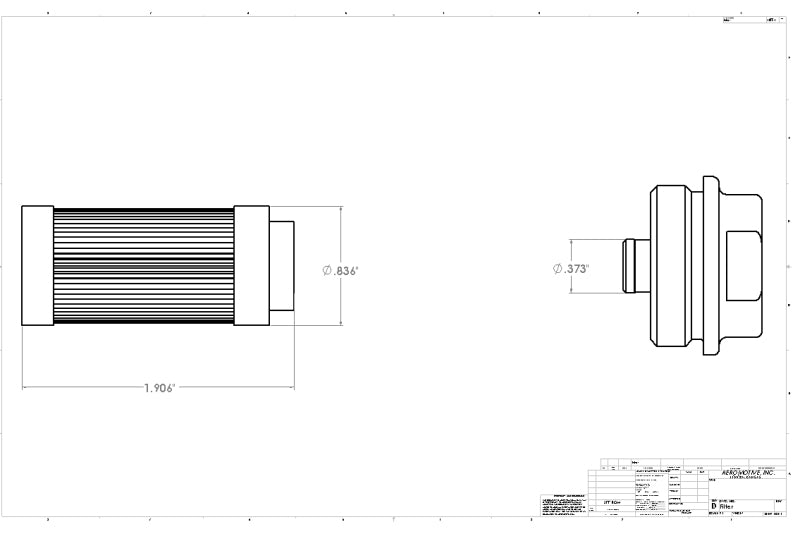 Aeromotive 100 Micron Element for 3/8'' NPT Filters 12616 Technical Drawing