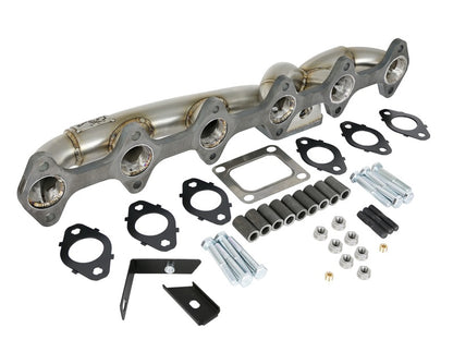 aFe Twisted Steel Header Turbo Manifold, 304 Stainless steel w/ T4 flange 48-32018 Photo - Unmounted