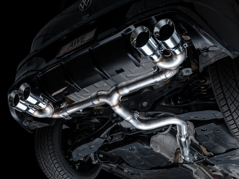 AWE Tuning AWE MK8 Volkswagen Golf R 3in Track Edition Quad Exhaust - Chrome Silver Tips 3020-42658 3020-42658 Photo - Mounted