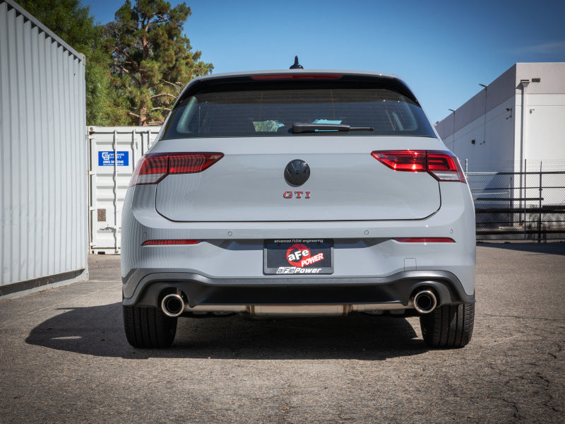 aFe Gemini XV 3in to 2 1/2in 304 SS Cat-Back Exhaust 22-23 Volkswagen GTI (MK8) 2.0L w/Polished Tips 49-36451-P 49-36451-P Photo - Mounted