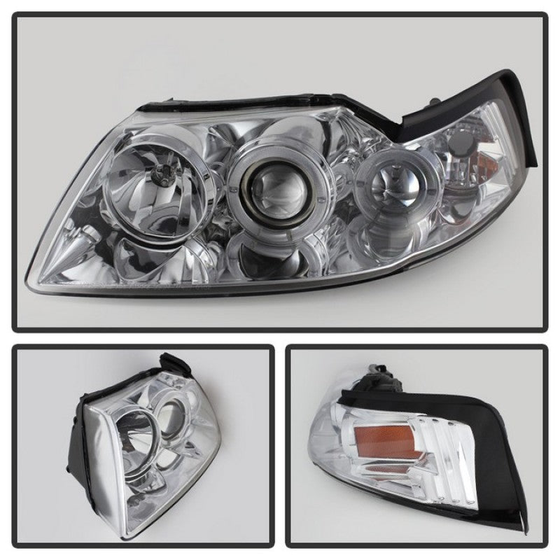 Spyder Ford Mustang 99-04 Projector Headlights LED Halo Chrome High H1 Low H1 PRO-YD-FM99-1PC-AM-C 5010452 5010452 User 1