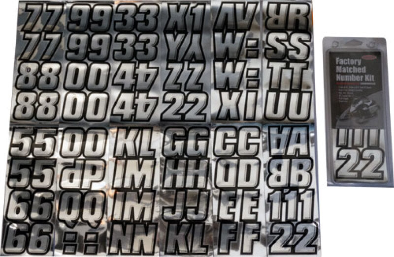 Hardline Snowmobile Lettering Registration Kit 2 in. - 500 Chrome/Black CHBLK500 CHBLK500 Photo - Primary