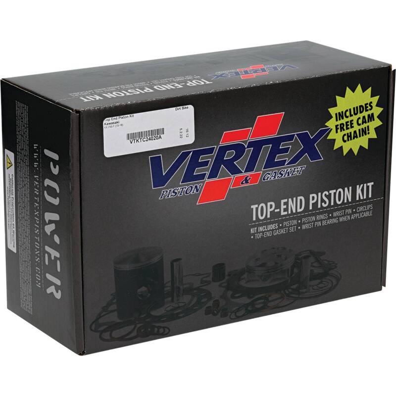 Vertex Pistons Vertex Piston 15-16 Kawasaki KX 250 F 250cc Forged Replica Top-End Piston Kit 13.8:1 Comp. VTKTC24020A VTKTC24020A Photo - Primary