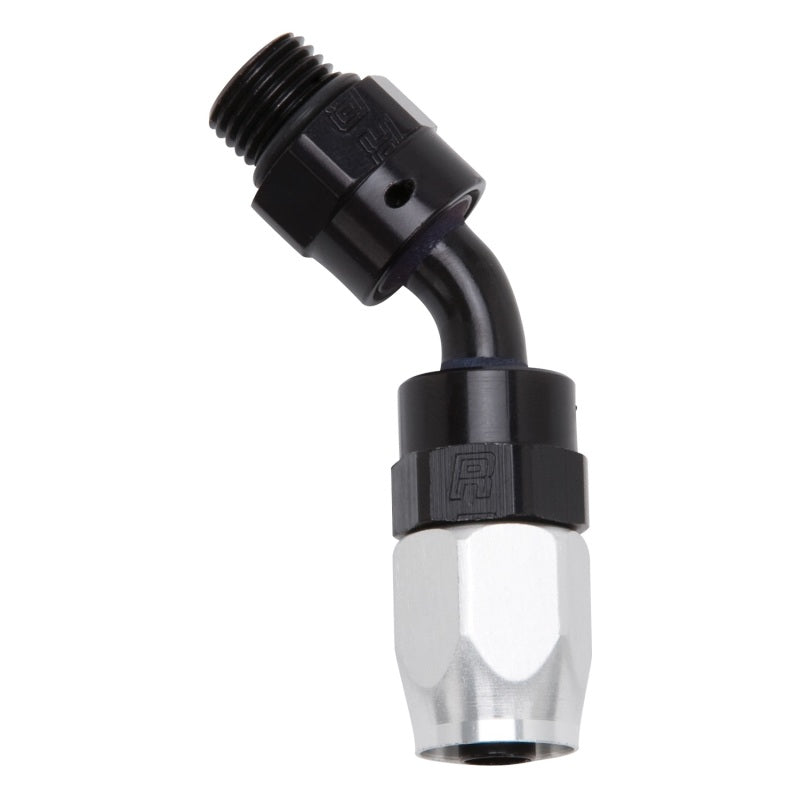 Russell -6 AN 45° Radius Port Hose End O-Ring Boss (Black/Silver) 612443 Photo - Primary