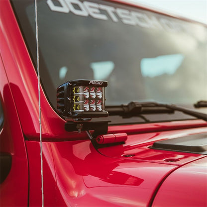 Rigid Industries 2018 Wrangler JL A-Pillar Mount Fits 2 D-Series, 2 D-SS, 2 SR-M, or 2 Ignites 41659 41659 Photo - Mounted