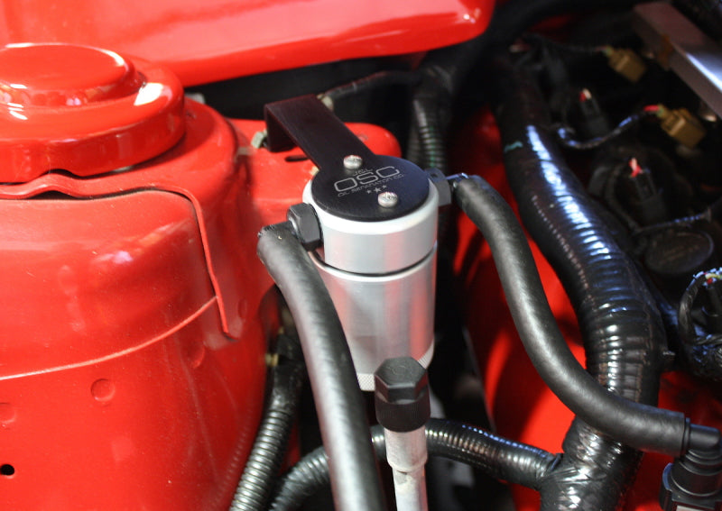 J&L 05-10 Ford Mustang GT/Bullitt/Saleen Passenger Side Oil Separator 3.0 - Clear Anodized 3013P-C 3013P-C Photo - Close Up