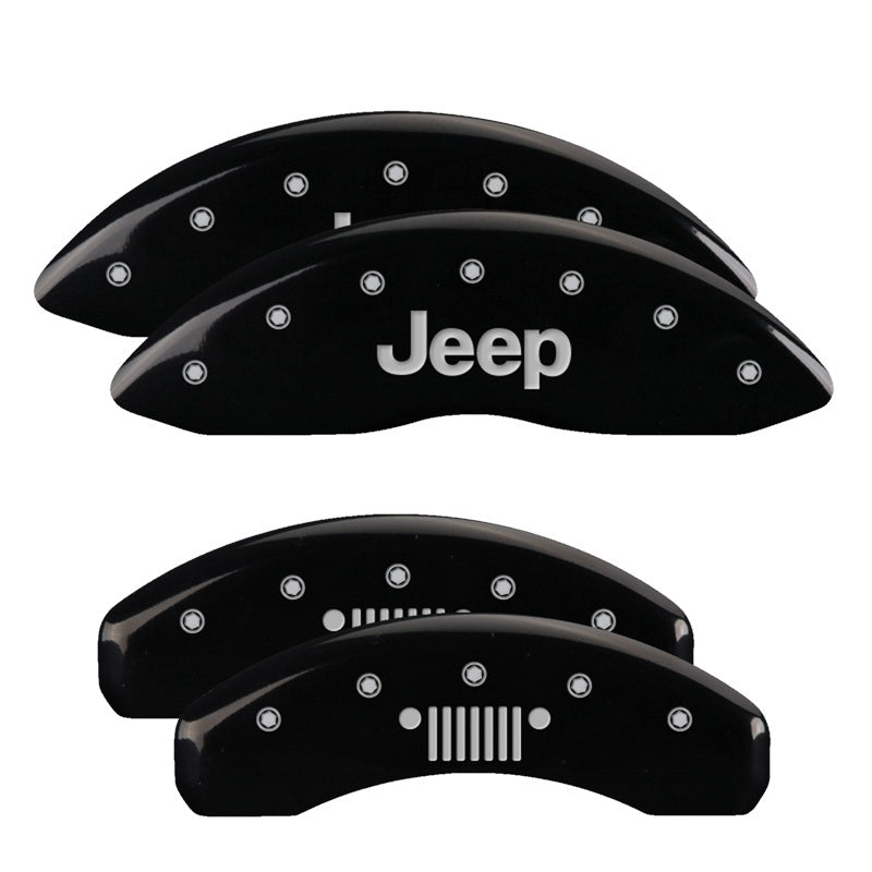 MGP 4 Caliper Covers Engraved F&R 11-18 Jeep Grand Cherokee Black 42020SJPLBK Photo - Primary
