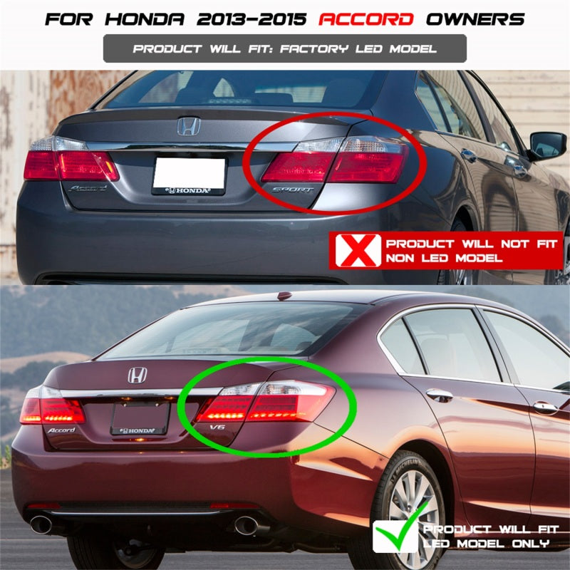Spyder Honda Accord 2013-2015 4DR LED Tail Lights - Black ALT-YD-HA13LED-LED-BK 5082053 5082053 Photo - Mounted