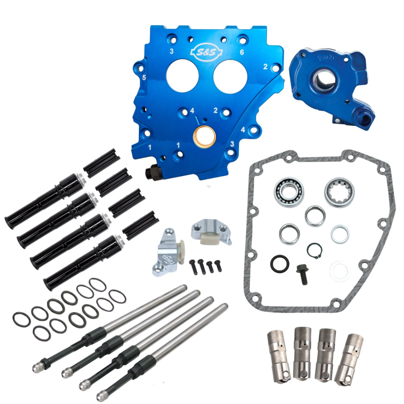 S&S Cycle 99-06 BT Chain Drive Cam Chest Kit w/o Cam - Black Pushrod Tubes & Chain Tensioner 310-1270 310-1270 User 1