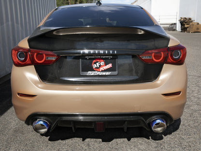aFe 14-15 Infiniti Q50 V6 3.7L Takeda 2-1/2in 304 SS Cat-Back Exhaust System w/ Blue Flame Tips 49-36136-L 49-36136-L Photo - Mounted