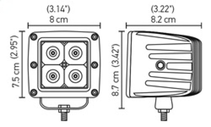 Hella HVF Cube 4 LED Off Road Kit 357204831 357204831 Technical Drawing