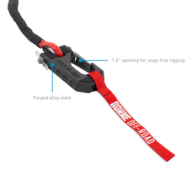 Borne Off-Road Winch Hook - 3/8in Rope - Hand Strap - Red BNWN-SR-38-85KRD BNWN-SR-38-85KRD Photo - Primary