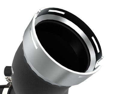 aFe BladeRunner Black 3in Aluminum Charge Pipe Kit 20-21 GM Diesel Trucks V8-6.6L (td) L5P 46-20444-B 46-20444-B Photo - Close Up