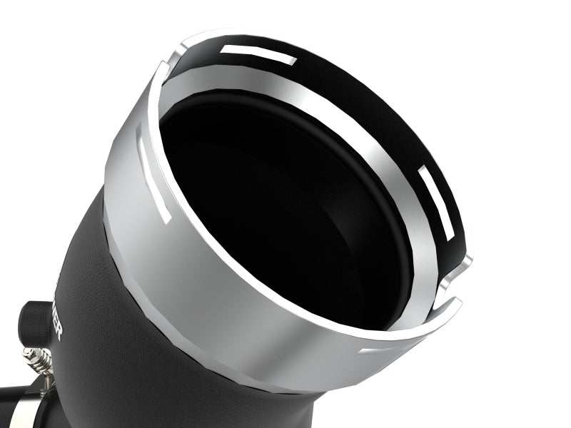 aFe BladeRunner Black 3in Aluminum Charge Pipe Kit 20-21 GM Diesel Trucks V8-6.6L (td) L5P 46-20444-B 46-20444-B Photo - Close Up