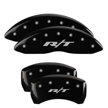 MGP 4 Caliper Covers Engraved Front & Rear RT1-Truck Black finish silver ch 12001SRT1BK 12001SRT1BK Photo - Primary
