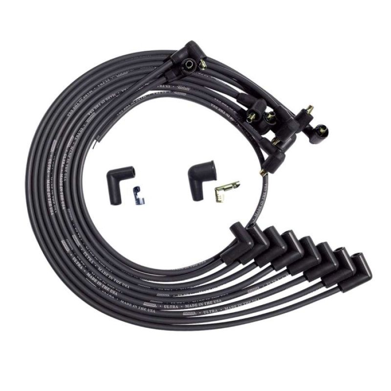 Moroso BBC Under Header 90 Deg Plug Non-HEI Dist Unsleeved Ultra Spark Plug Wire Set - Black 51044 51044 User 1