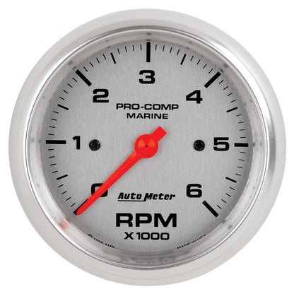 Autometer 3-3/8" In-Dash Tachometer, 0-6,000 Rpm, Marine Silver 200752-33 Photo - Primary