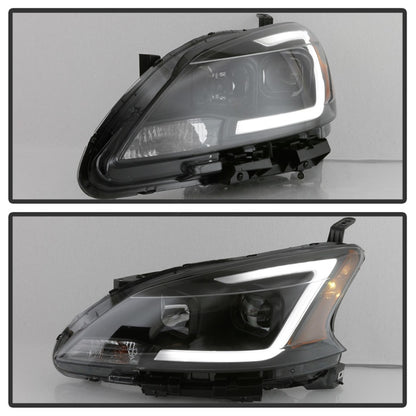 SPYDER xTune 13-15 Nissan Sentra DRL LED Light Bar Proj Halogen Headlights - Blk Smoke (PRO-JH-NS13-LB-BSM) 9042973 9042973 Photo - Unmounted