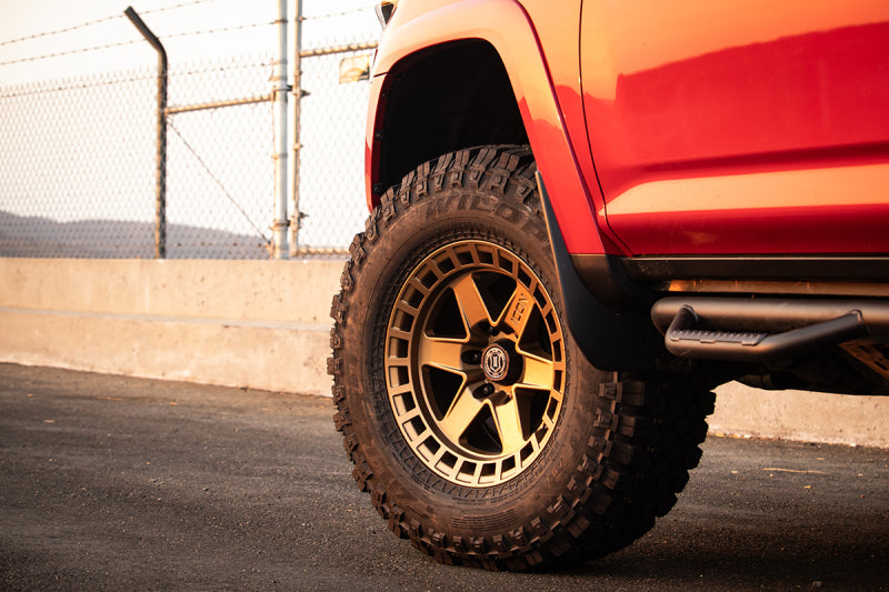 ICON Raider 17x8.5 6x5.5 0mm Offset 4.75in BS Satin Brass Wheel 3417858347BS 3417858347BS Photo - Mounted