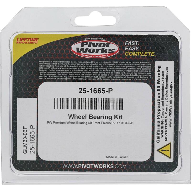 Pivot Works Polaris Wheel Bearing Kit Premium Bearings 25-1665-P 25-1665-P Photo - Primary