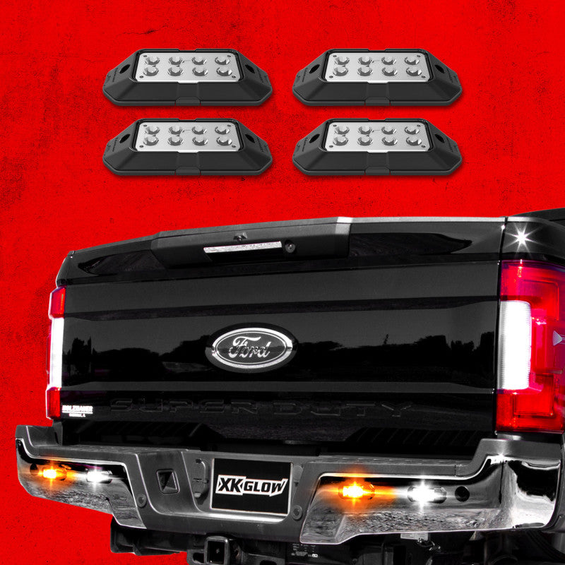 XKGLOW XK Glow Strobe Pod Lights w/ Traffic Modes Ultra LEDs Multiple Modes + Solid On - White + Amber 4pc XK052001-4WA XK052001-4WA User 1