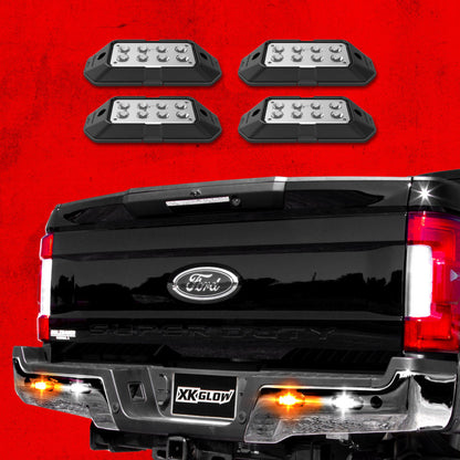 XKGLOW XK Glow Strobe Pod Lights w/ Traffic Modes Ultra LEDs Multiple Modes + Solid On - White + Amber 4pc XK052001-4WA XK052001-4WA User 1
