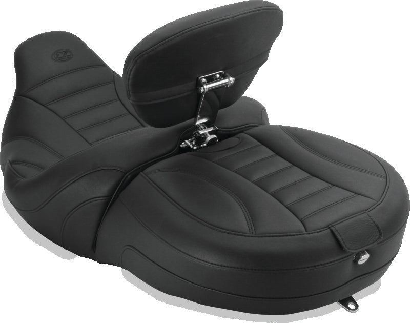 Mustang Motorcycle Mustang 15-21 Harley Freewheeler Std Touring Deluxe 1PC Seat w/Driver and Passenger Backrest - Black 79595 79595 User 1