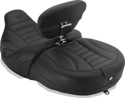 Mustang Motorcycle Mustang 15-21 Harley Freewheeler Std Touring Deluxe 1PC Seat w/Driver and Passenger Backrest - Black 79595 79595 User 1