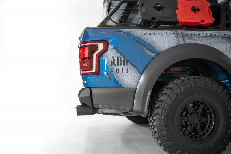 Addictive Desert Designs 17-20 Ford Raptor F-150 Bomber Rear Bumper w/ Backup Sensor Cutouts R110011370103 R110011370103 Photo - Mounted
