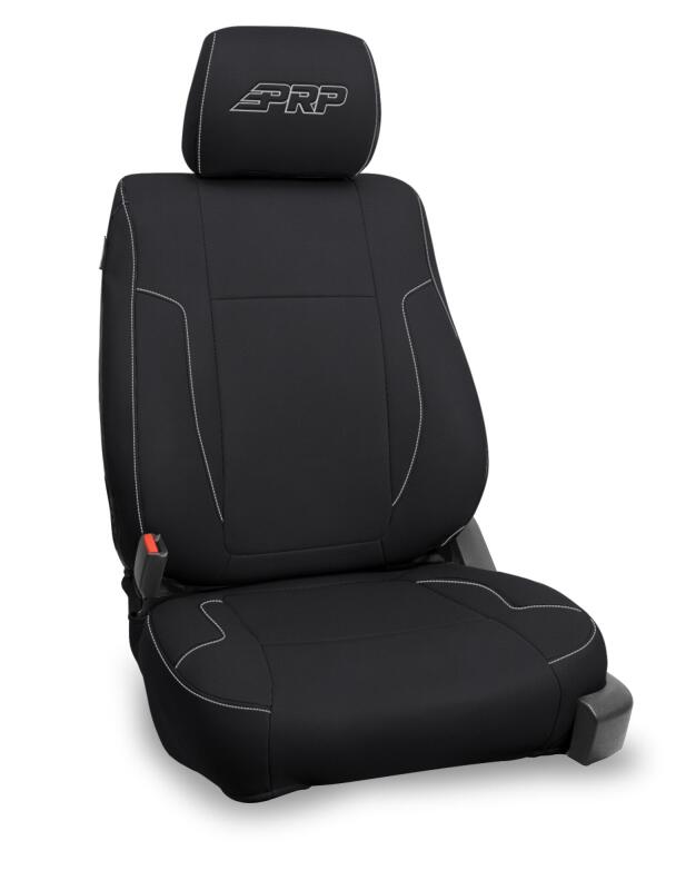 PRP Seats PRP 12-14 Ford Raptor Front Seat Covers (Pair) - Black w Silver Stitch B068-06 B068-06 Photo - Close Up