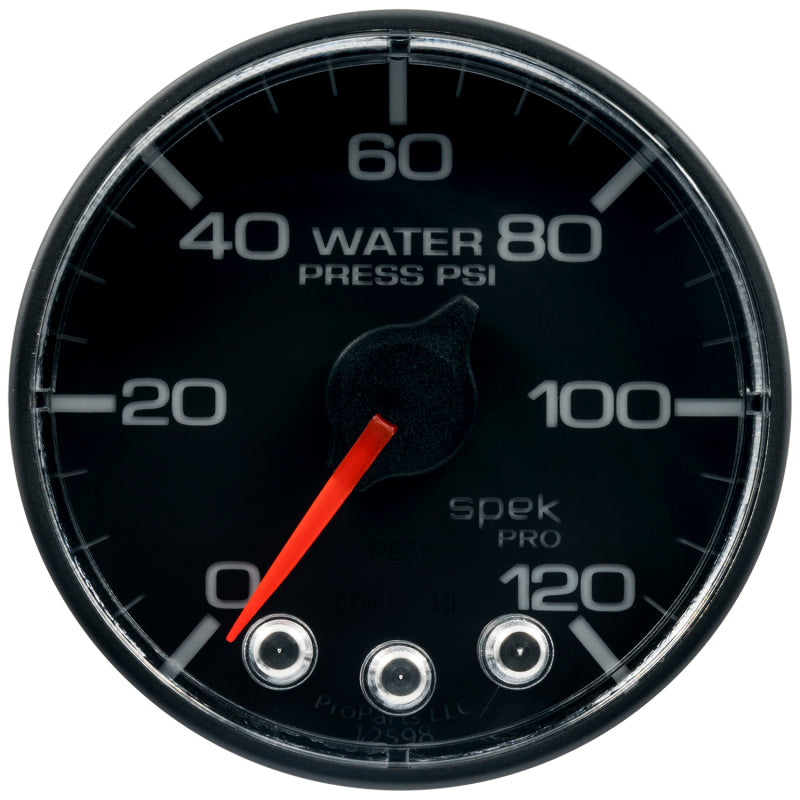 Autometer Spek-Pro Gauge Water Press 2 1/16in 120psi Stepper Motor W/Peak & Warn Blk/Blk P345324 P345324 User 2