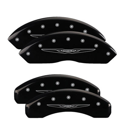 MGP 4 Caliper Covers Engraved Front & Rear Style 2/Chrysler Wing Black finish silver ch 32021SCW2BK 32021SCW2BK Photo - Primary