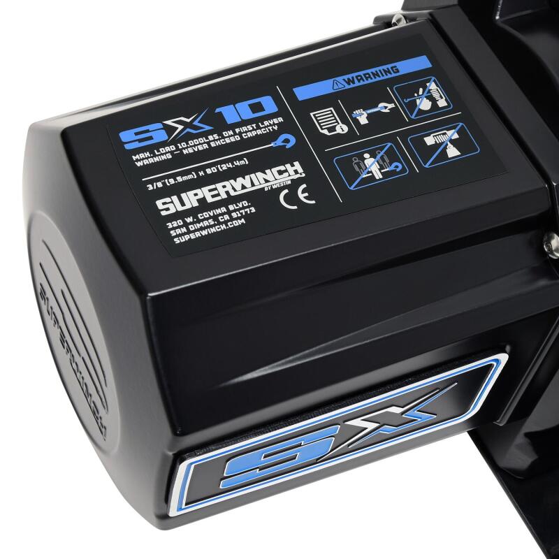Superwinch 10000 LBS 12V DC 3/8in x 80ft Synthetic Rope SX10SR Winch - Semi Gloss Black 1710204 1710204 Photo - Close Up