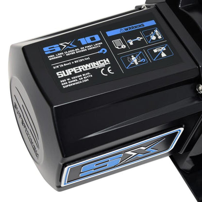 Superwinch 10000 LBS 12V DC 3/8in x 80ft Synthetic Rope SX10SR Winch - Semi Gloss Black 1710204 1710204 Photo - Close Up