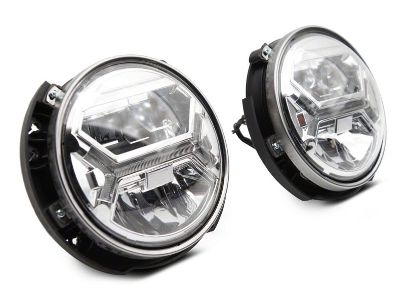 Raxiom07-18 Jeep Wrangler JK LED Halo Projector Headlights- Chrome Housing (Clear Lens) J121872 J121872 Photo - Close Up