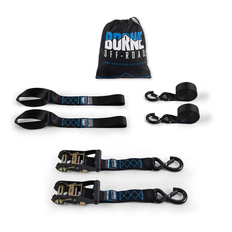 Borne Off-Road Heavy-Duty Ratchet Tie-Down Kit (2-Pack) - Black BNRTC-TDHD-2BK BNRTC-TDHD-2BK Photo - Primary
