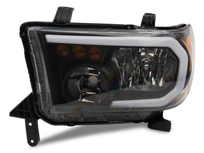 Raxiom 07-13 Toyota Tundra Axial Series Headlights w/ LED Bar- Blk Housing (Clear Lens) TU16004 TU16004 Photo - Close Up