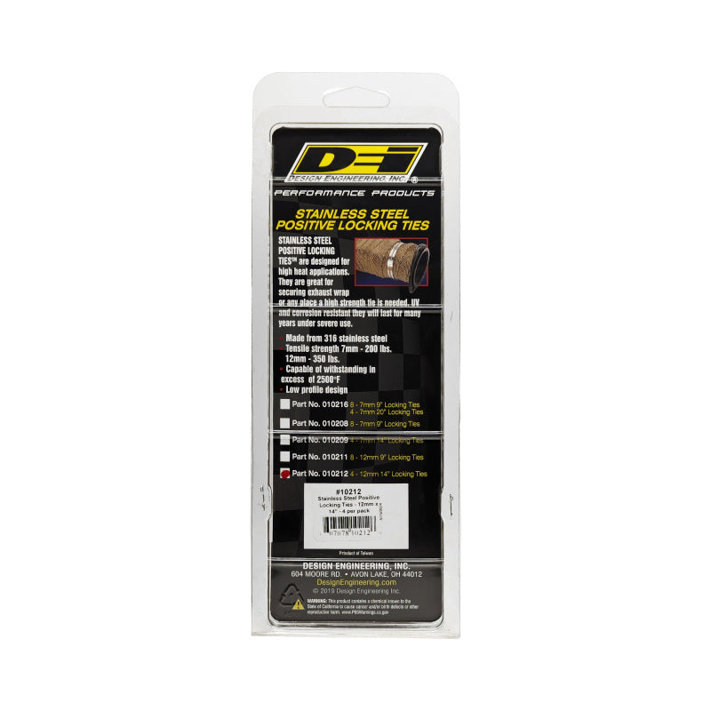 DEI Stainless Steel Positive Locking Tie 1/2in (12mm) x 14in - 4 per pack 10212 10212 Photo - in package