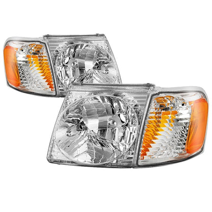 SPYDER xTune 01-03 Ford Explorer Sport 4pc OEM Style Headlights w/Corners - Chrome (HD-JH-FEXP01-ST-C) 9042621 9042621 Photo - Primary