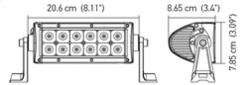 Hella Value Fit 8in Light - 36W Dual Row White Housing Flood Beam - LED 357208011 357208011 Technical Drawing
