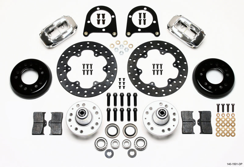 Wilwood Forged Dynalite Front Drag Kit Drilled Polished 37-48 Ford Psgr. Car Spindle 140-1501-DP 140-1501-DP Photo - Primary