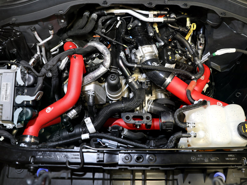aFe 20-23 Ford Explorer ST V6 3.0L (tt) BladeRunner Aluminum Hot and Cold Charge Pipe Kit - Red 46-20654-R 46-20654-R Photo - Mounted