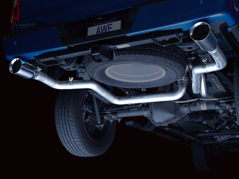 AWE Tuning AWE 0FG 21+ Ford F150 Dual Split Rear Exhaust - 5in Chrome Silver Tips 3015-32105 3015-32105 Photo - Mounted