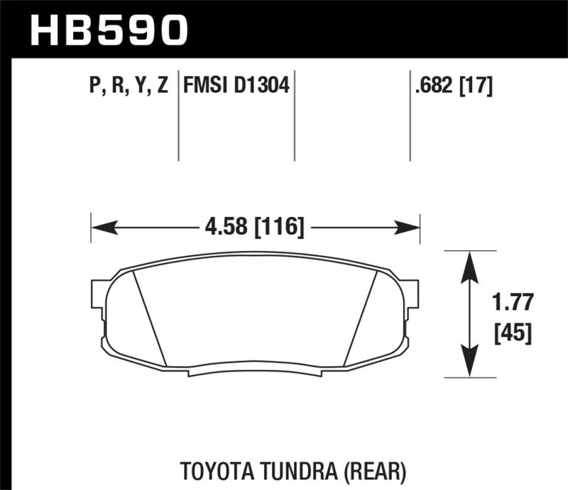 Hawk Street Brake Pads Rear Tundra Super Duty HAWHB590N.682 HB590N.682 Photo - Primary