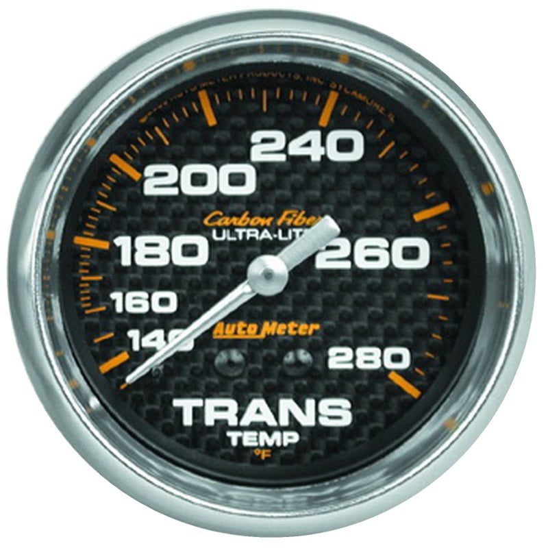 Autometer Gauge Transmission Temp 2 5/8", 140-280 deg. F Mechanical Carbon Fiber 4851 Photo - Primary