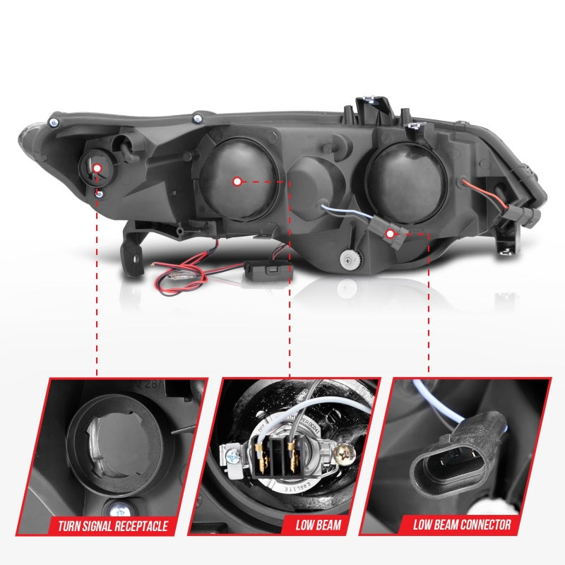 Anzo 2006-2011 Honda Civic Projector Headlights w/ Halo Black (CCFL) 121062 Photo - Unmounted